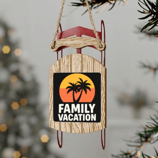 Family Vacation Palm Trees Sunset Beach Sled Ornaments