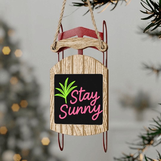 Stay Sunny – Neon Palm Summer Vibes Sled Ornaments Desig