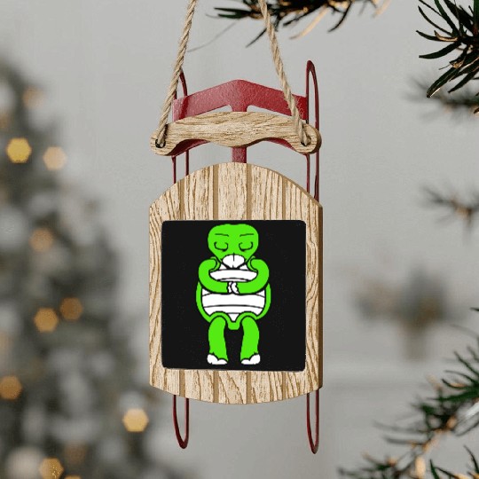 Turtle prays meditates bows greeting hands relax Sled Ornaments