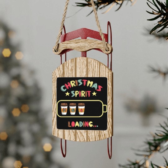 Christmas Spirit Loading X mas Coffee Sled Ornaments
