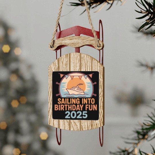 Cruise Birthday 2025 – Retro Sailing Party Vibe Sled Ornaments