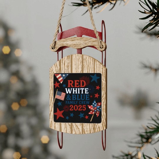 4th of July Patriotic Family Sled Ornaments