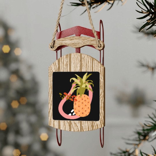 summer time tropical fruit Realistic Pineapple Sled Ornaments