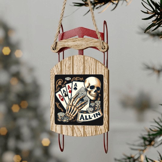 Casino Cards Gambling Skeleton Hand Gothic Sled Ornaments