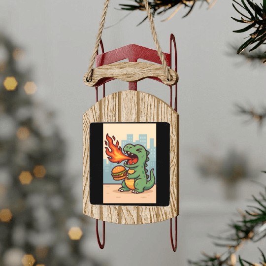 Angry dino Sled Ornaments