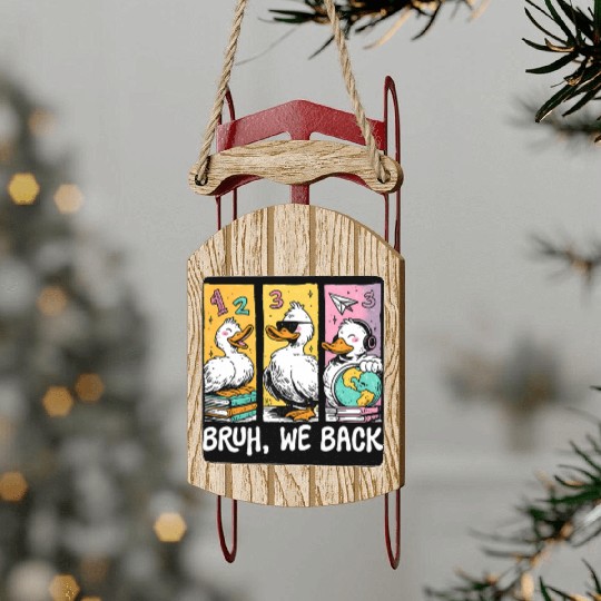 Bruh We Back Silly Goose Back to School Sled Ornaments