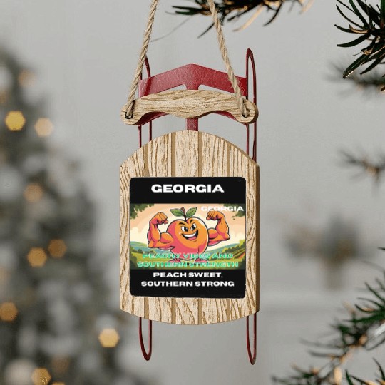 Georgia Peach State Art Sled Ornaments