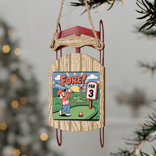 Mini Golf Retro Cartoon on Champion Unisex Sled Ornaments