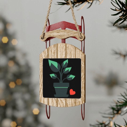 Potted Plant Heart Icon Sled Ornaments