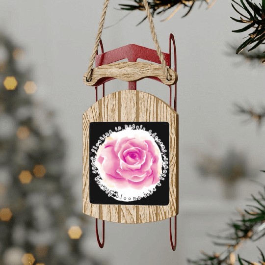Beauty in Bloom – Pink Rose Design for Girls Sled Ornaments