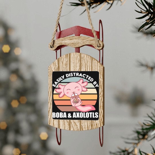 Bubble Tea Axolotl Chocolate Sweet Animals Boba Sled Ornaments