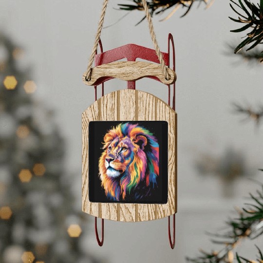 Pride and Power – Majestic Rainbow Lion Head Sled Ornaments
