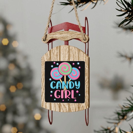 Cute Lollipop Candy Girl Design 01 Sled Ornaments