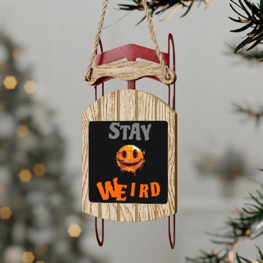Stay Weird Smiling Design Sled Ornaments