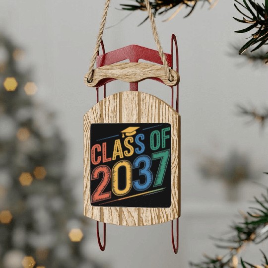 Class of 2037 Grow With Me, Funny back to school Sled Ornaments