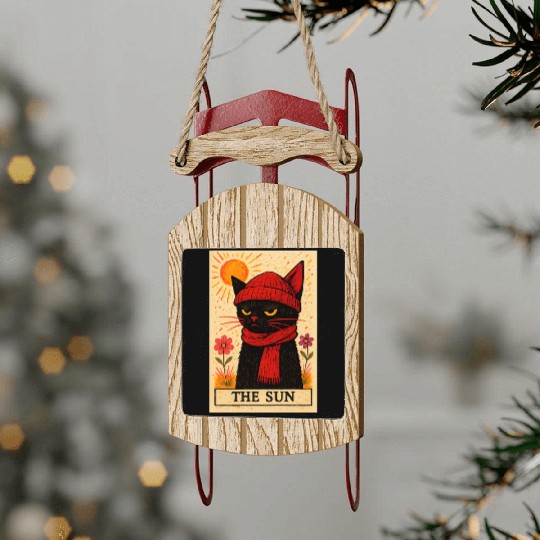 Grumpy Cat Tarot Card The Sun Sled Ornaments