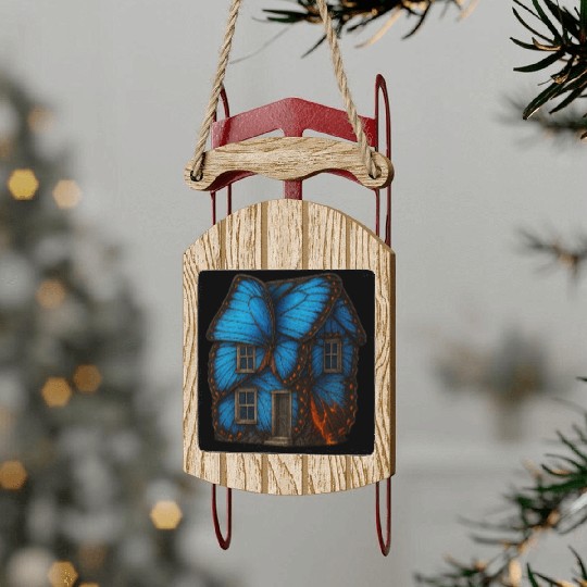 Butterfly Wing House Sled Ornaments