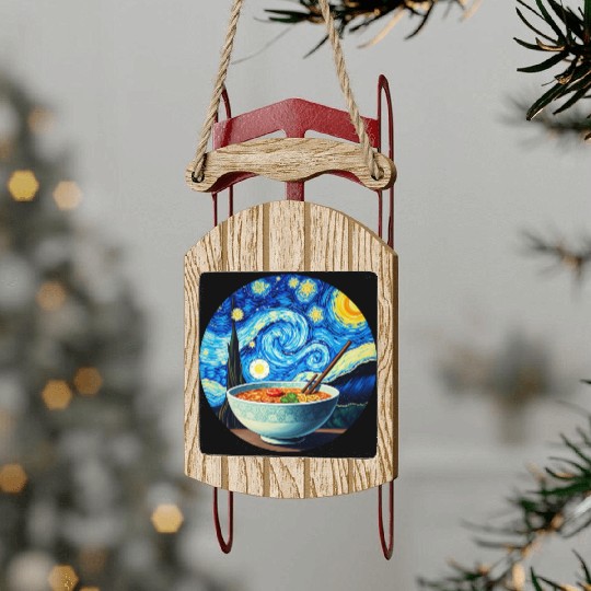 Van Gogh's Starry Night ramen noodle Bowl japanese Sled Ornaments