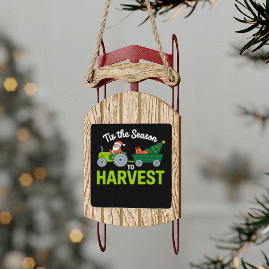 Tis The Season To Harvest Farm Tractor Christmas Sled Ornaments