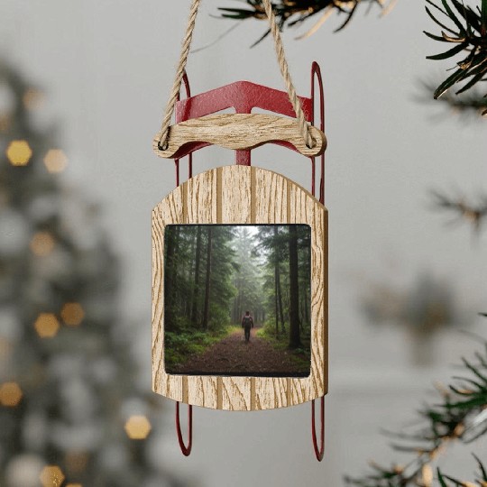 Enchanted Forest Nature Scene Sled Ornaments