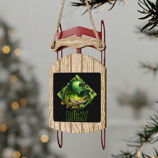Reelin' Lucky Bass Fish Sled Ornaments
