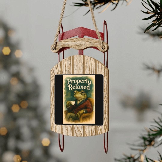 Sophisticated Frog Tea Poster Sled Ornaments