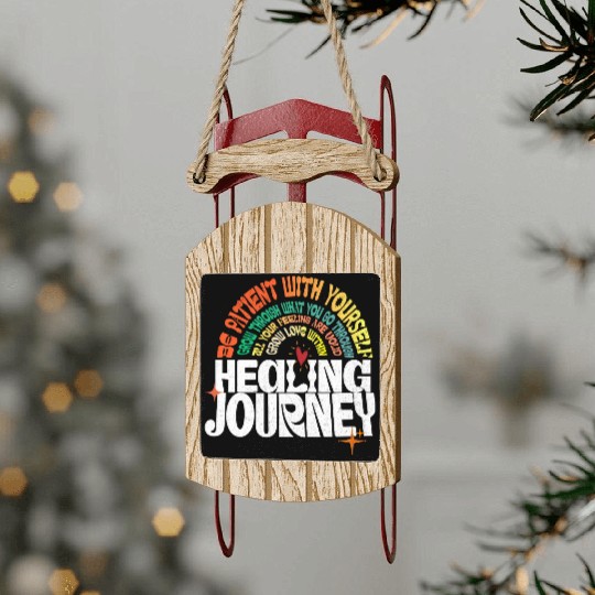 Healing Journey Positive Retro Typography Sled Ornaments