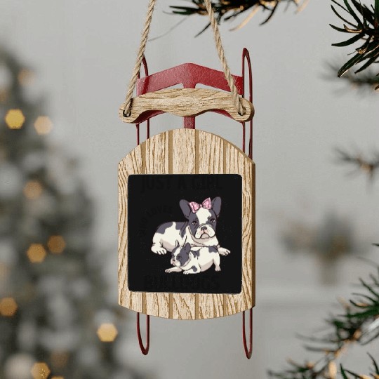 just a girl bulldog design Sled Ornaments