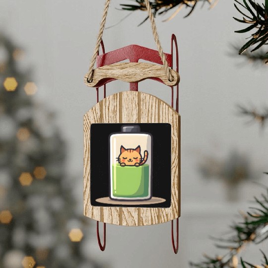Cat Nap Battery Sled Ornaments