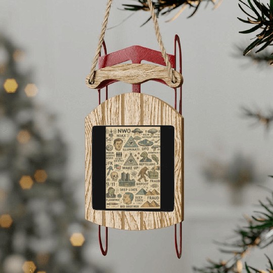 Vintage Conspiracy Theory Icons Sled Ornaments