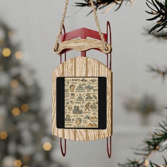 Vintage Conspiracy Theory Icons Sled Ornaments