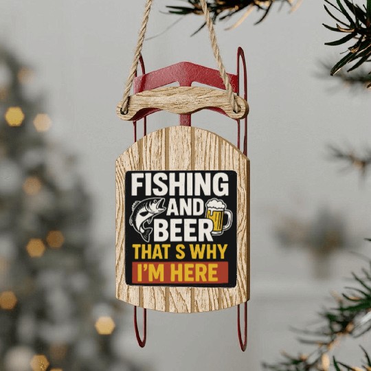 Fishing and Beer Combo Sled Ornaments