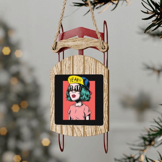 Be Different – Pop Art Rebel Girl Design Sled Ornaments