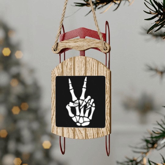 Skeleton Hand Peace Sign Cool Halloween Sled Ornaments