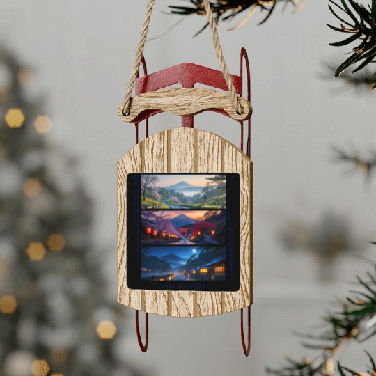 003 - Serene Mount Fuji Nightscapes Sled Ornaments