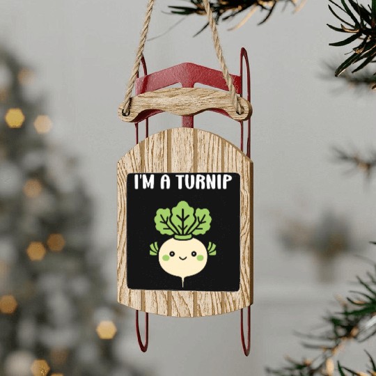 Turnip Character Illustration Sled Ornaments