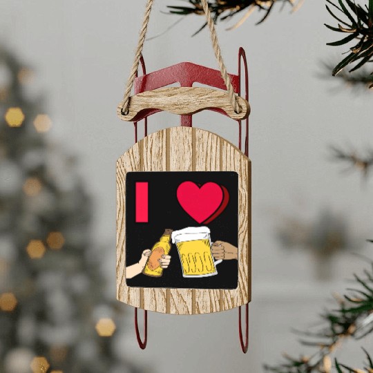 I LOVE BEER #1 Sled Ornaments