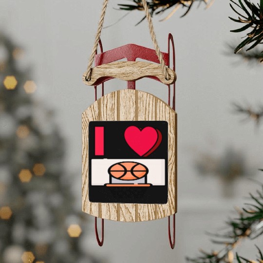 I LOVE BASKETBALL #2 Sled Ornaments