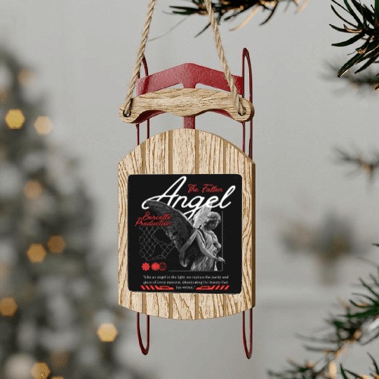Serene Angel Statue with Dark Wings Sled Ornaments