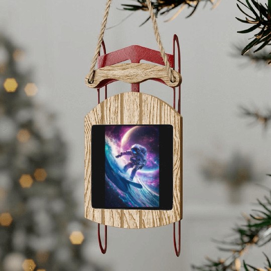 Surfing the Cosmic Wave Sled Ornaments