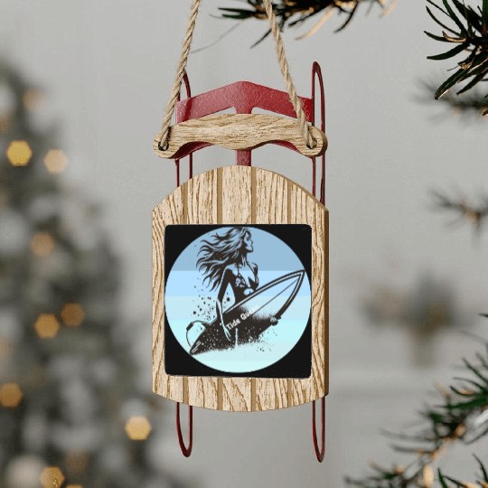Surfing Queen Motivational Design Sled Ornaments