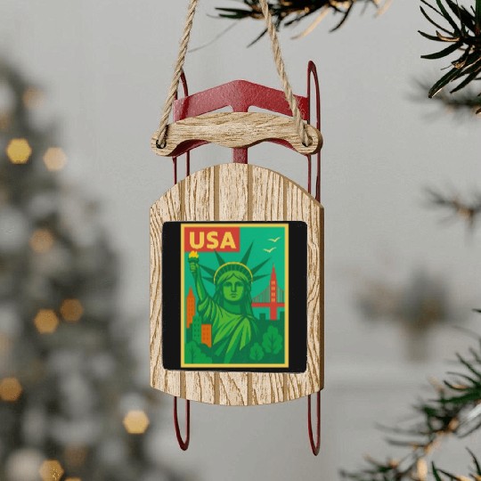 Iconic Statue of Liberty Urban Artwork  Sled Ornaments