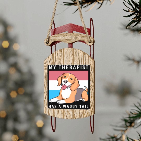 Therapy Dog Lover Psychology Therapist Sled Ornaments