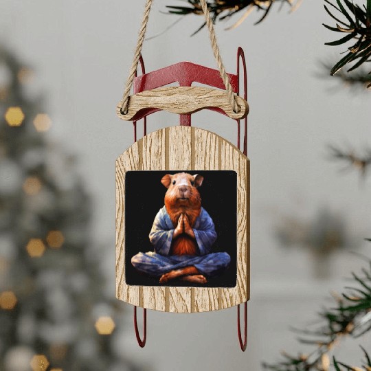 Yoga guinea pig Sled Ornaments