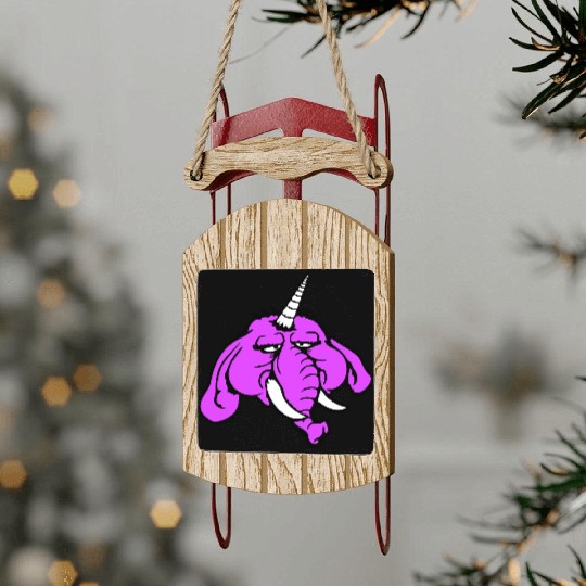 Unicorn Big Elephant Sitting Angry Sad Funny Cool Sled Ornaments
