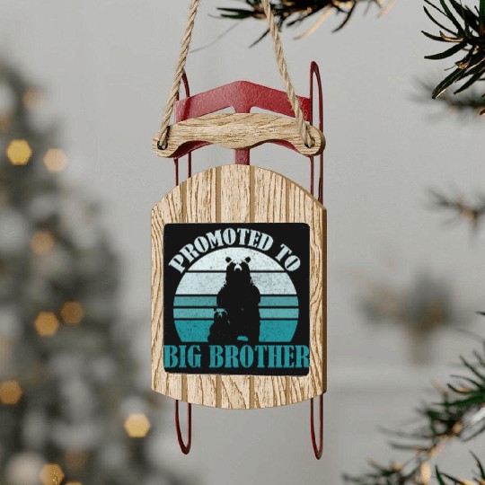 Promoted to Big Brother Bear Design Kids Toddler Sled Ornaments