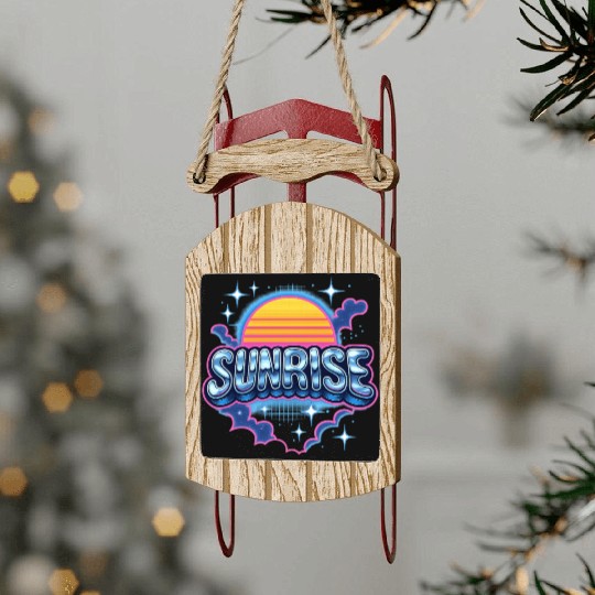 Retro Sunrise Neon Design Sled Ornaments