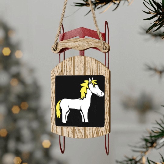 Horse Sweet Pony Foal Horse Girl Cute Comic Fun Sled Ornaments
