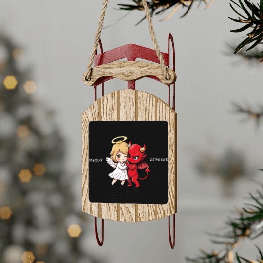 Heavenly Angel vs Devil Cartoon Design Sled Ornaments