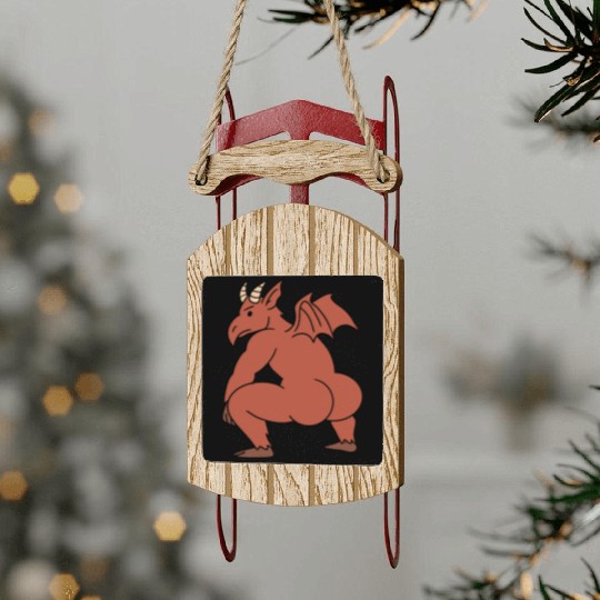 Jersey Devil Retro Cartoon Design Sled Ornaments